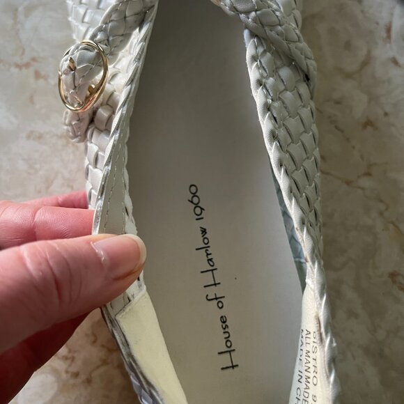 House of Harlow 1960 Sz 9.5 Bistro Woven White Ballet Flats - Picture 8 of 12